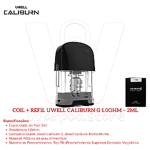 Resistencia + Refil Uwell Caliburn G 1.0ohm – 2ml