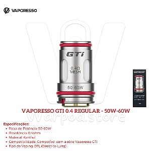 Resistencia Vaporesso Gti 0.4 Regular 50w-60w