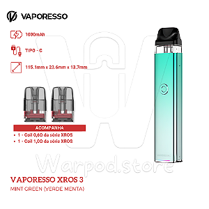 Aparelho Pod Vaporesso Xros 3 - Verde Menta
