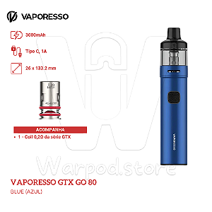 Aparelho Pod Vaporesso Gtx Go 80 - Blue