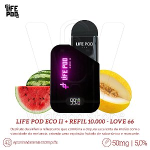 Bateria Life Pod Eco II + Refil 10.000 - Love 66