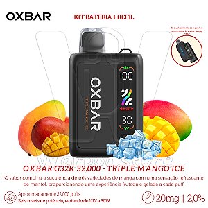 KIT Bateria + Refil Oxbar G32K 32.000 - Triple Mango Ice