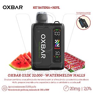 KIT Bateria + Refil Oxbar G32K 32.000 - Watermelon Halls