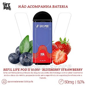 Refil Desc Life Pod Eco II 10.000 - Blueberry Strawberry