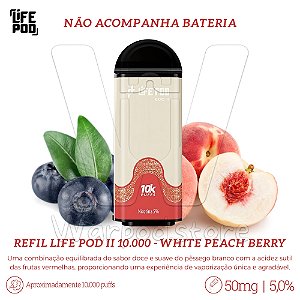 Refil Desc Life Pod Eco II 10.000 - White Peach Berry
