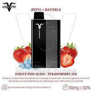 Pod + Refil Desc Ignite P100 10.000 - Strawberry Ice