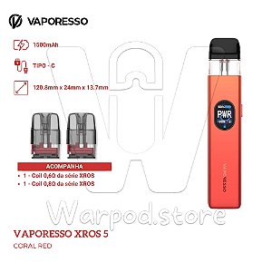 Aparelho Pod Vaporesso Xros 5 - Coral Red