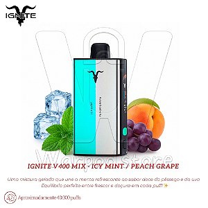 Pod Desc Ignite V400 Mix 40.000 - Icy Mint / Peach Grape