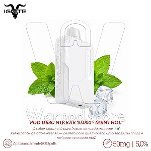 Pod Desc Nikbar 10.000 - Menthol