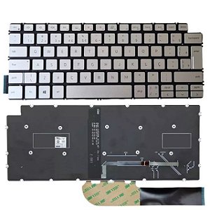 Teclado Compatível Com Dell Inspiron 13 5301 5390 Silver - Br - No Frame - Backlight