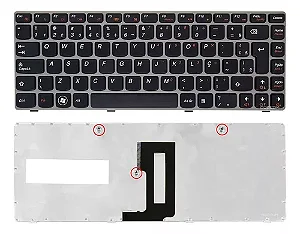 Teclado Compativel Com Lenovo Z450 Z460 - Black - Br - Silver Frame