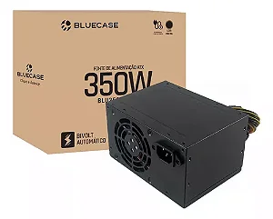 FONTE DE ALIMENTACAO ATX PS/2 350W BIVOLT AUTOMATICO C/ CABO C/ CAIXA PARDA (BLU350-DBAUT V2) - BLUECASE - PRETO | CABOS