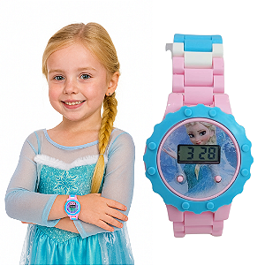 Relógio Infantil Menina Frozen Elza e Anna Disney Digital