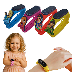 Relógio Infantil Menina Digital Para Crianças Prova de Água Feminino Princesas Disney