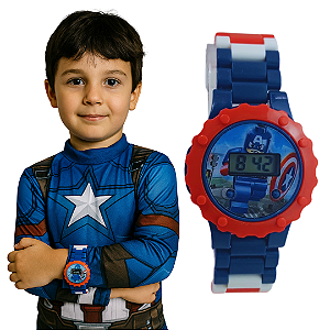 Relógio Infantil Menino Digital Capitão America lego