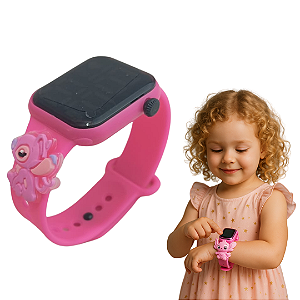 Relogio Infantil Digital Led Angel Stitch Quadrado Data e Hora Menina Feminino Disney