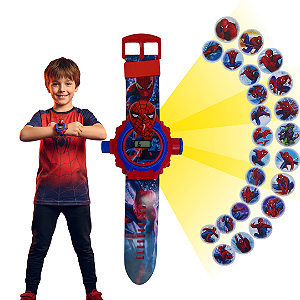 Relógio infantil menino homem aranha projetor24 imagens digital