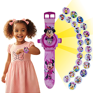 Relogio Infantil Digital Projetor Minnie 24 Imagens Princesa Meninas Feminino
