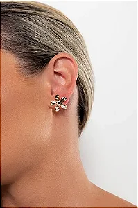 BRINCO FLOR  PEQUENO  BANHADO A OURO18K