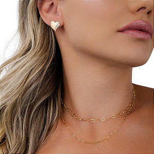 BRINCO CORACAO LADO MICRO ZIRCÔNIA BANHADO A OURO 18k