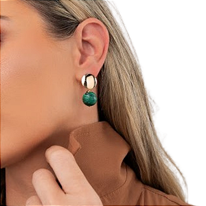 BRINCO MALAQUITA RECONSTITUIDA BANHADO A OURO 18K