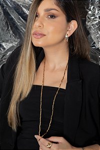 COLAR LISO CANUTILHO ELIENEJOIAS BANHADO A OURO 18K  90cm