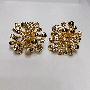 BRINCO CRAVEJADO ZIRCONIA BANHADO A OURO 18K