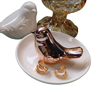 BRINCO PIRCE ZIRCONIA ELIENEJOIAS BANHADO A OURO 18K