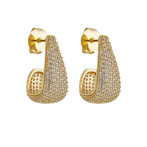 BRINCO CRAVEJADO ELIENEJOIAS ZIRCONIAS BANHADO A OURO 18K