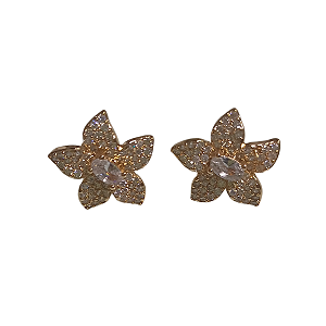 BRINCO CRAVEJADO ZIRCONIA BANHADO A OURO18K 15MM