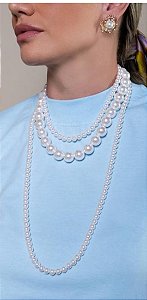 COLAR PEROLA SHELL 12MM 45CM BANHADO OURO 18K