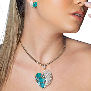 COLAR CORACAO FUSION BANHADO OURO 18K