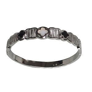 BRACELETE TREVO INOX LUXUOSO
