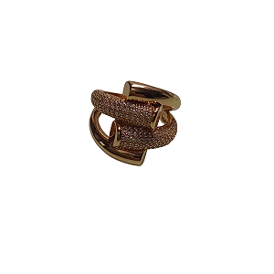 ANEL ZIRCONIAS BANHADO OURO 18K Nº20