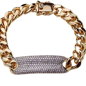 PULSEIRA  CRAVEJADA  DE ZIRCONIAS BANHADO OURO 18K