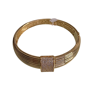 PULSEIRA  ZIRCÔNIAS BANHADO OURO 18K
