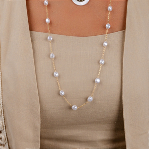 COLAR PEROLA SINTETICA LUXO DELICADO 80CM