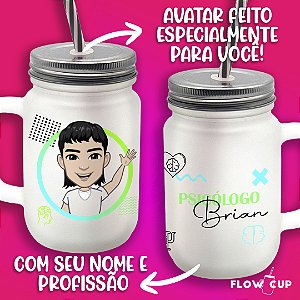 Copo de Vidro com Avatar e profissão - Psicólogo