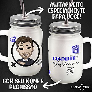 Copo de Vidro com Avatar e profissão - Contador