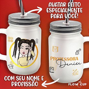 Copo de Vidro com Avatar e profissão - Professor