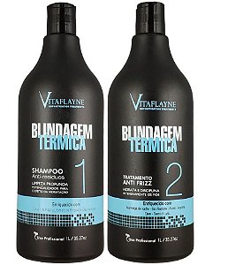 Kit Blindagem Térmica Tratamento Anti Frizz e Shampoo Anti Resíduo 2x1 Litro - Vitaflayne