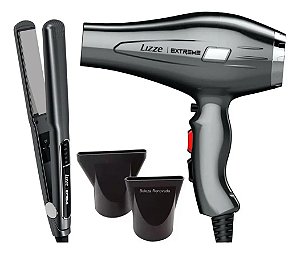 Kit Prancha + Secador de Cabelo Profissional - Extreme Lizze Voltagem:127V + Cera Polidora p/ Prancha Lizze .