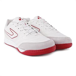 Chuteira Futsal Topper Maestro Club V - Adulto- BRANCO/VERMELHO