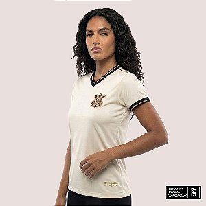 Camisa Corinthians Baby Look Feminina Licenciada Off White