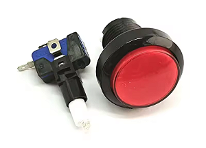 BOTAO ARCADE FLIPERAMA ILUMINADO 45mm - VERMELHO
