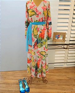 Vestido longo festa arara azul