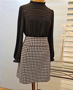 Saia curta xadrez pied de poule