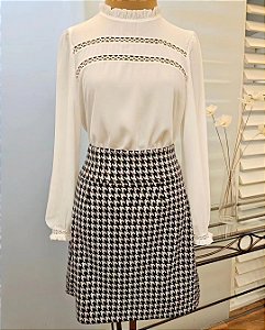 Saia curta pied de poule