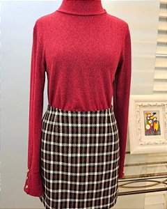 Saia curta xadrez tweed