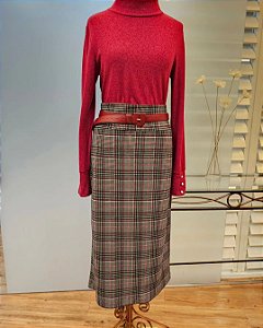 Saia midi xadrez jacquard